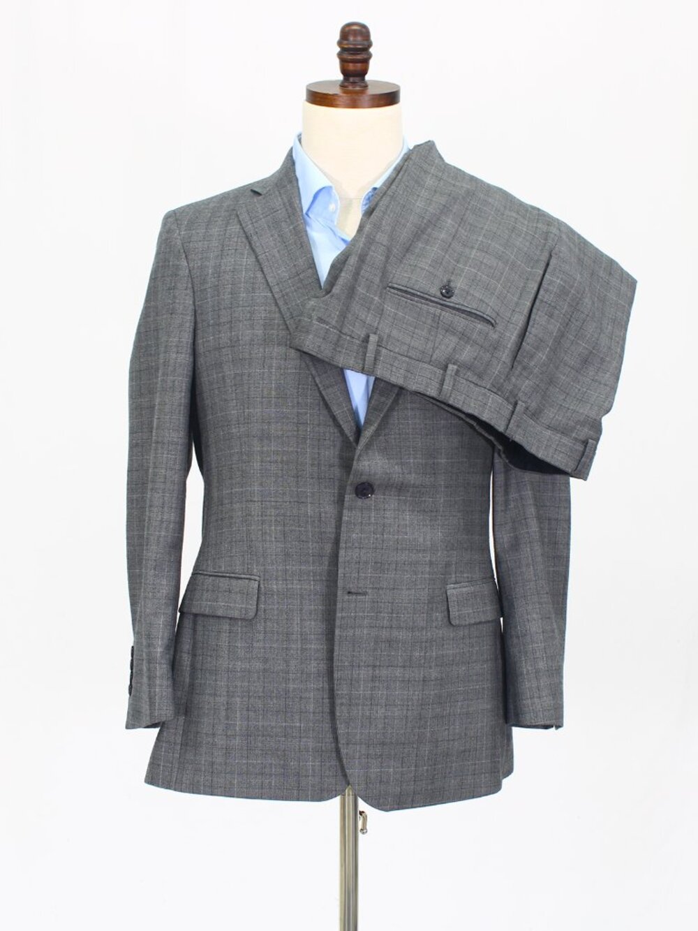 Brooks Brothers 40R 36x28 Gray Full Suit 2-Button Check R912